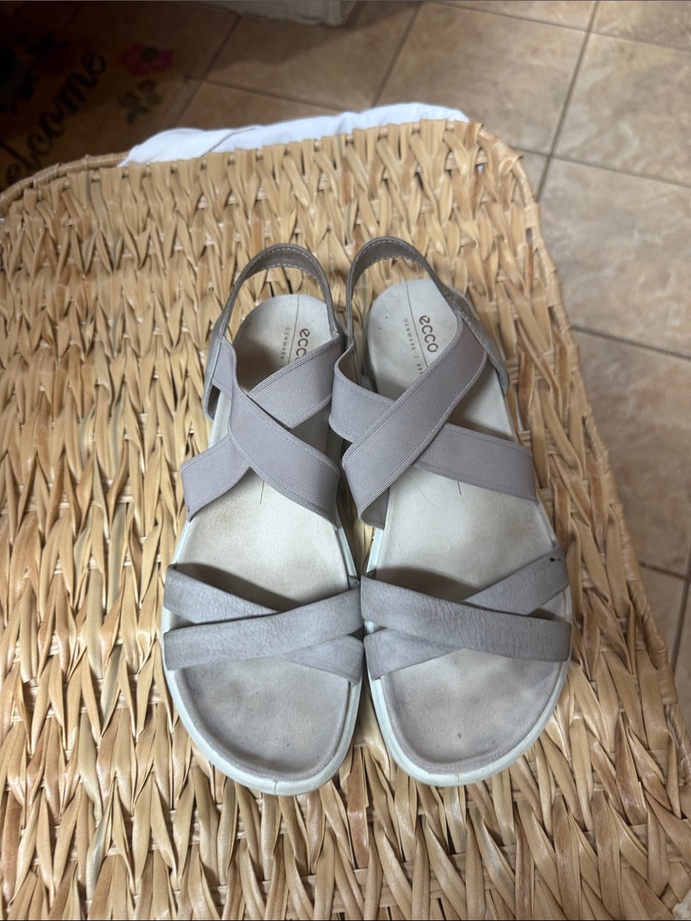 Ecco Women's Taupe Gray Crisscross Slingback Sandals